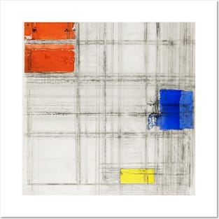 Abstract geometric square piece of art by Piet Mondrian Posters and Art